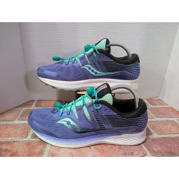 Saucony Ride ISO Everun Womens Size 10 Violet/Aqua Running Walking Athletic Shoe - Picture 4 of 9